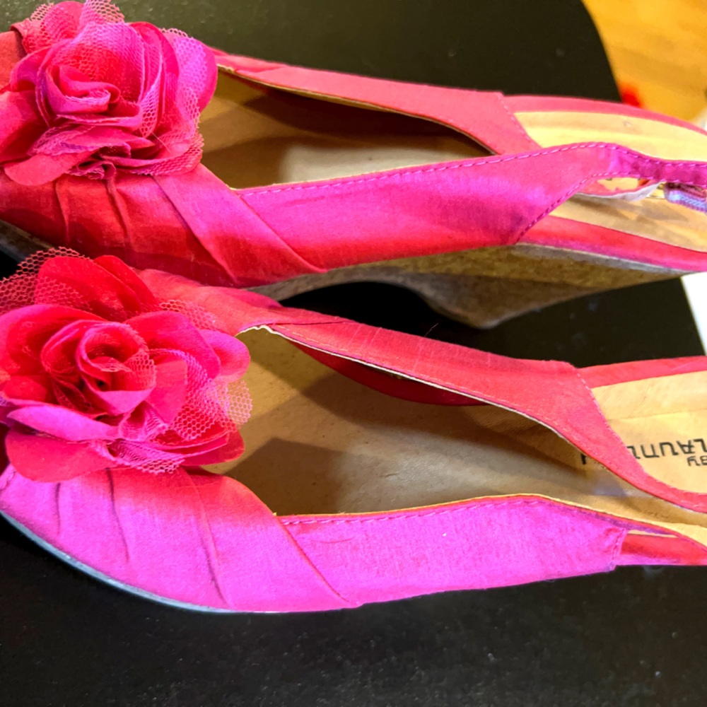 CL By Laundry Hot Pink Wedge Sandals
